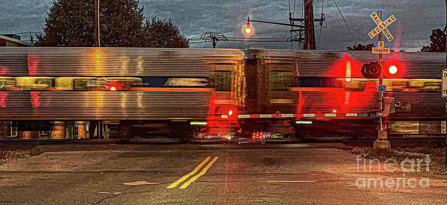 Commuter Train at Grade Crossing #2 Photograph by Thomas Marchessault