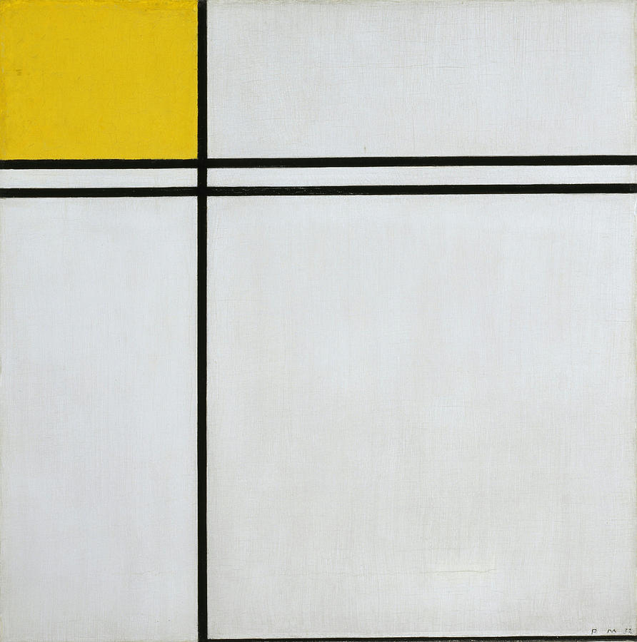 Composition with Double Line and Yellow Painting by Aesthetics Store ...