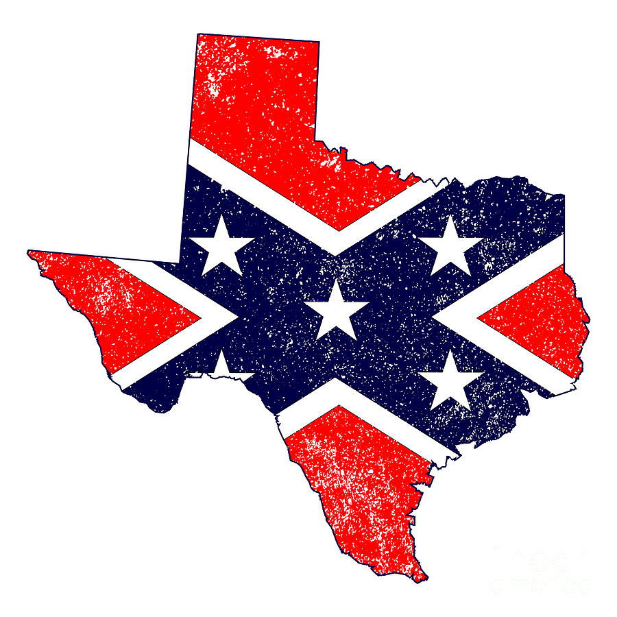 Confederate Flag Over Texas Map #1 Digital Art by Bigalbaloo Stock