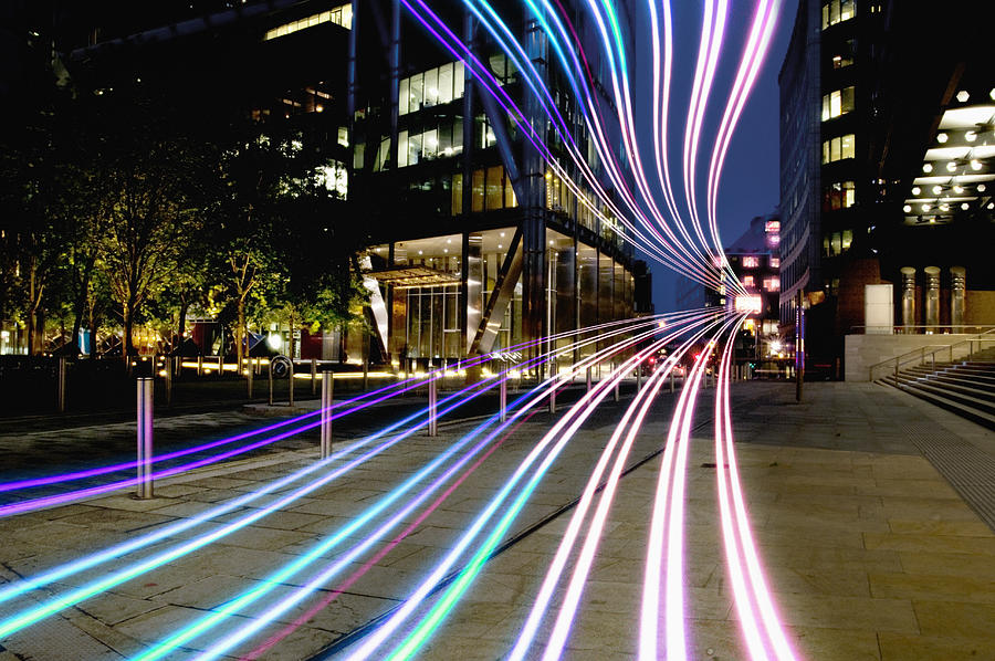 Connection With Dynamic  Fibre Optic Light Trail #1 Photograph by John Rensten