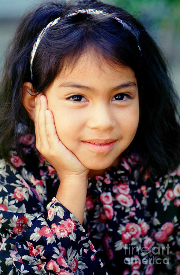 Contemplative Smiling Hispanic Girl Face Photograph By Wernher Krutein