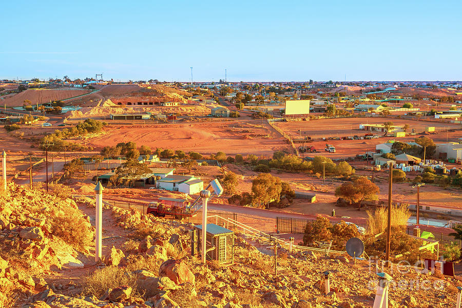 Coober Pedy aerial view at sunset #1 Photograph by Benny Marty