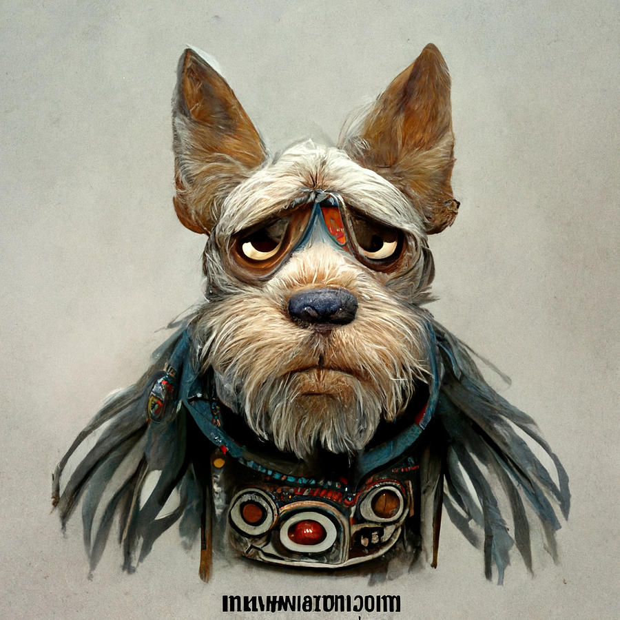 Cool  Cartoon  Old  Warrior  As  A  Dog    Realistic  6241641a  1b41  4aa6  B1ec  E8a4615e4bed Painting by MotionAge Designs
