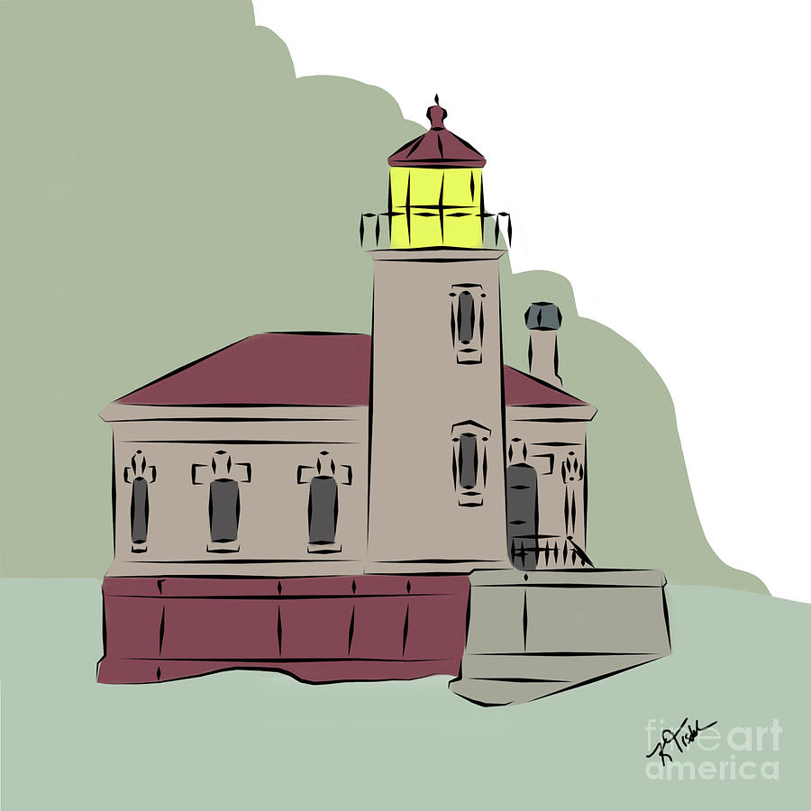 Coquille River Lighthouse Digital Art by Kirt Tisdale