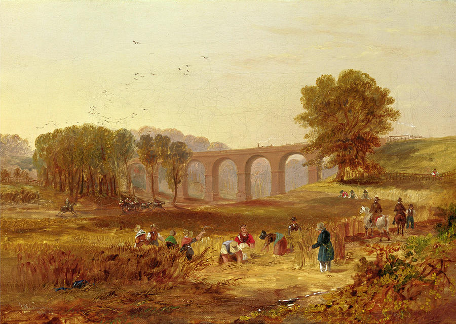 Corby Viaduct, the Newcastle and Carlisle Railway #2 Painting by John Wilson Carmichael