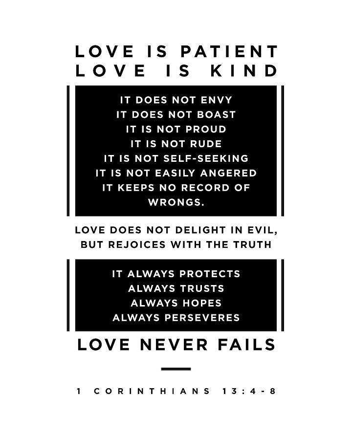 1 Corinthians 13 4 8 - Bible Verse - Love Never Fails - Spiritual, Scripture, Christian - Inspiring Digital Art by Studio Grafiikka