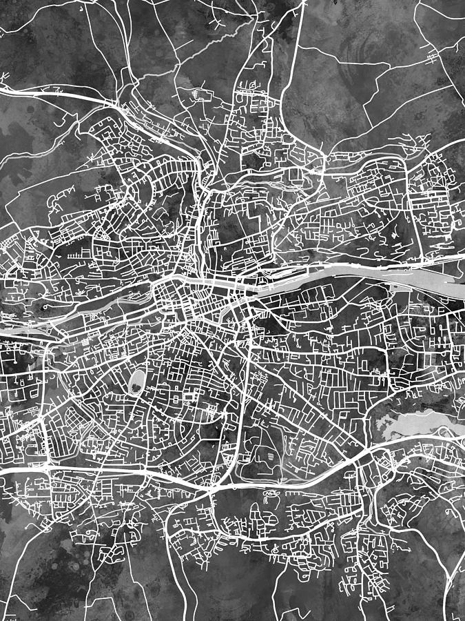 Cork Ireland City Map #1 Digital Art by Michael Tompsett