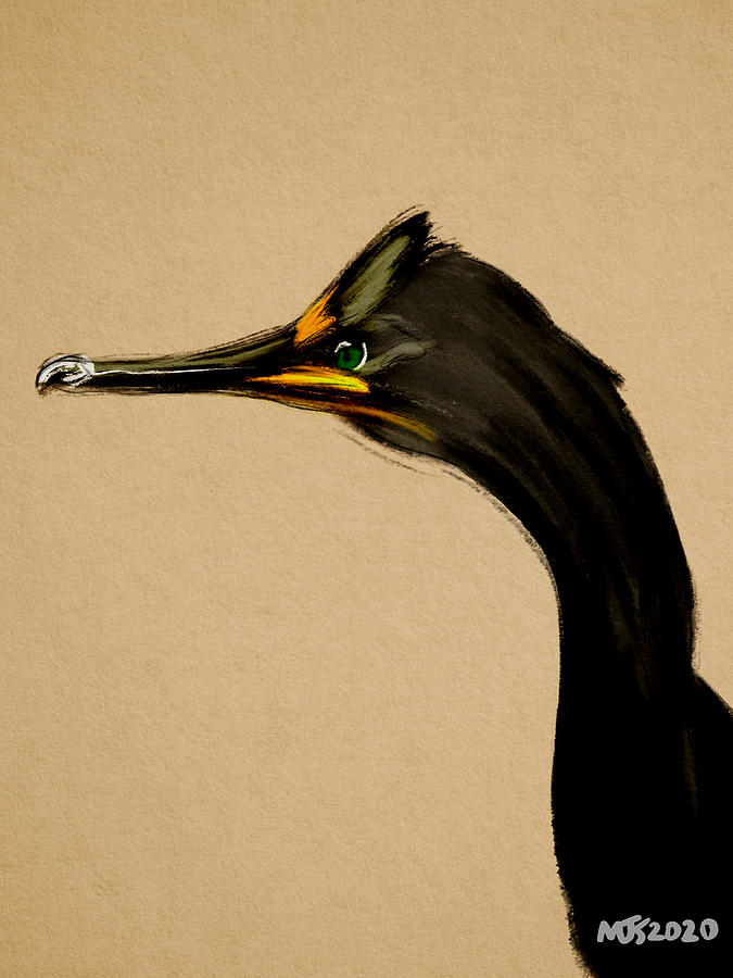 Cormorant Profile #1 Digital Art by Michael Kallstrom