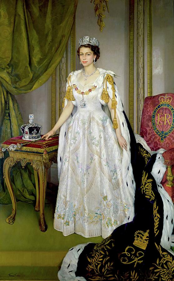 Butterfly Painting - Coronation Portrait Of Queen Elizabeth II Of The United Kingdom #1 by Eva Butterfly