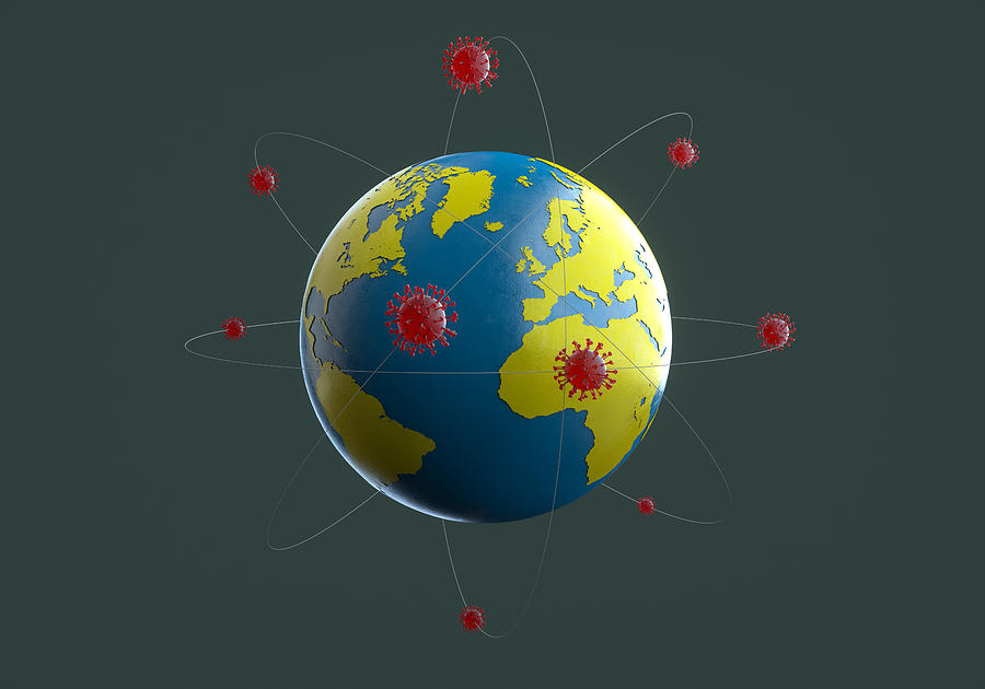 Coronavirus across planet Earth Photograph by Andriy Onufriyenko