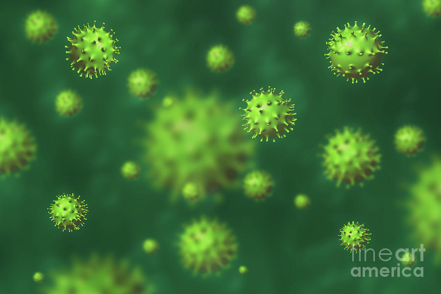 Coronavirus green background #1 Photograph by Benny Marty
