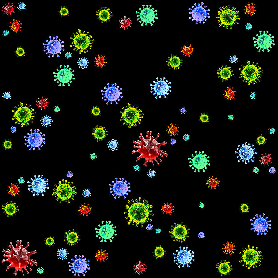 Coronavirus on Black #1 Digital Art by Miriam A Kilmer