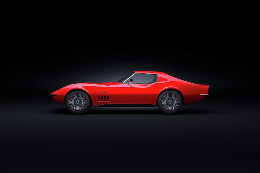 Corvette C3 Stingray 1969 Monza Red Digital Art by Autobiographics USA ...