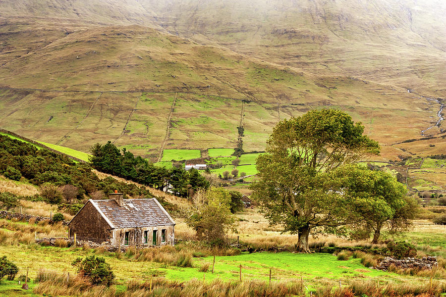Cottage at the foothill of the colorful Connemara mountains Ireland  #1 Photograph by Pierre Leclerc Photography