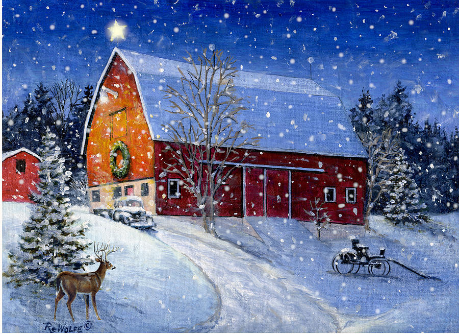 Country Christmas Snow Painting by Richard De Wolfe