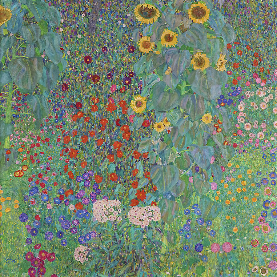 Country Garden With Sunflowers By Gustav Klimt Painting