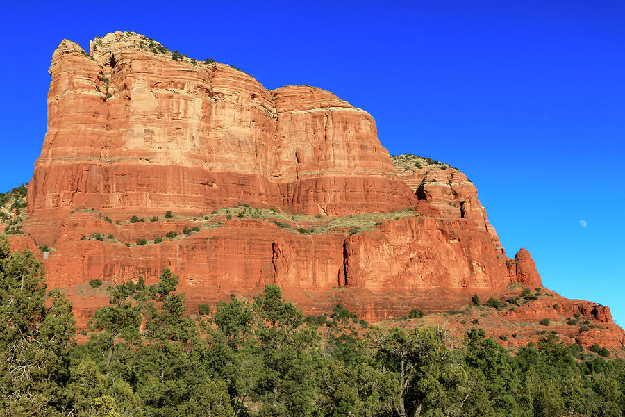 Courthouse Rock with Moon 1, Sedona #2 Photograph by Dawn Richards