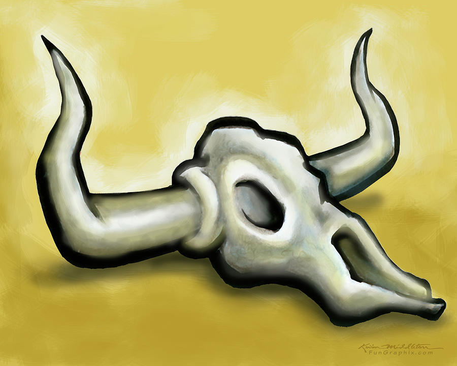 Cow Skull Digital Art by Kevin Middleton
