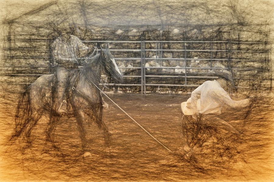 Cowboy branding Sketch Art #1 Digital Art by Tommy Anderson