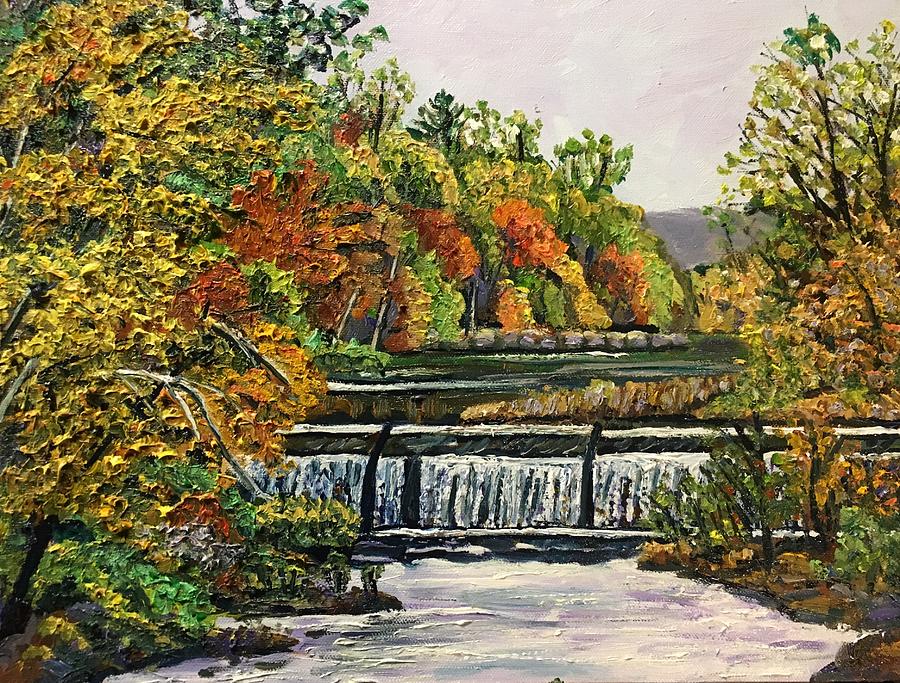 Crane Pond Waterfall Autumn #1 Painting by Richard Nowak