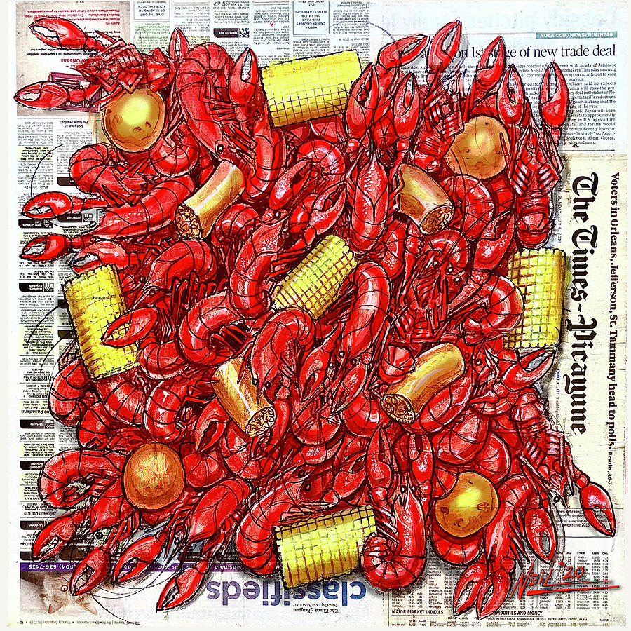Crawfish Painting - A Batch of Crawfish by Tim Neil