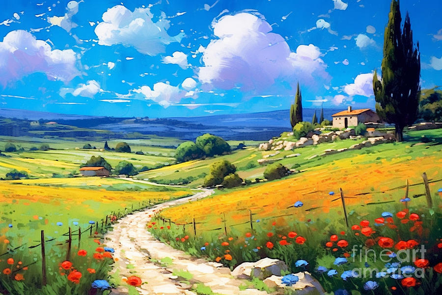 Create  A  Painting  Of  A  Tranquil  Countryside  By Asar Studios Painting