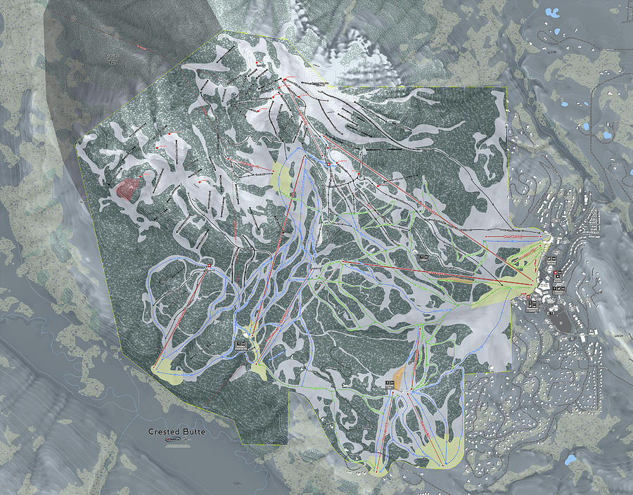 Crested Butte Ski Resort Map Digital Art by Powder Addicts - Fine Art ...