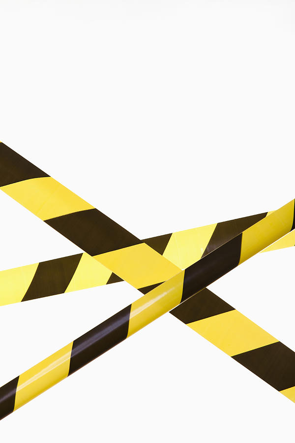 Crisscrossed yellow and black striped cordon tape #1 Photograph by Epoxydude