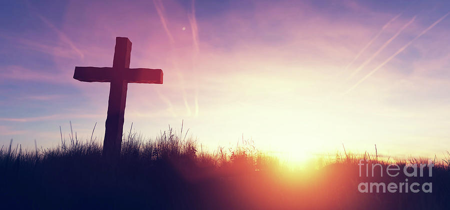 Cross at sunset religion and faith #1 Photograph by Michal Bednarek