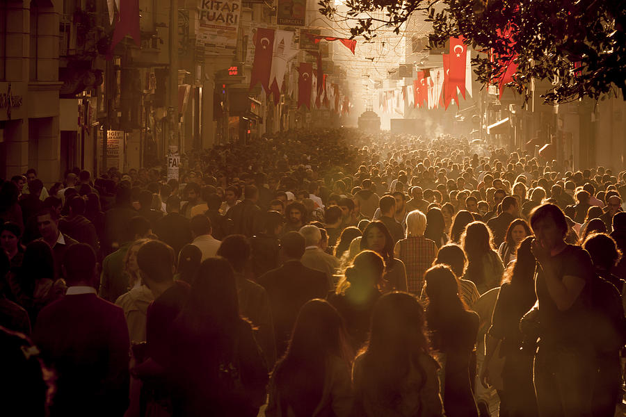 Crowds of shoppers on Istiklal Avenue in the centre of Istanbul, Turkey #1 Photograph by Kelvinjay