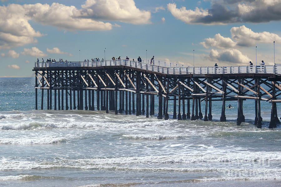 Crystal Pier with Fishermen and Surfers Photograph by Gunther Allen