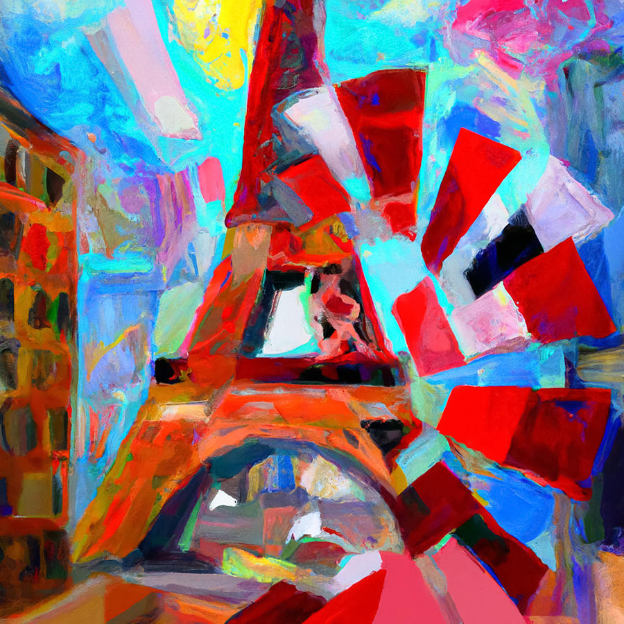 Impressionism Digital Art - Cubist Eiffel #1 by Manjik Pictures