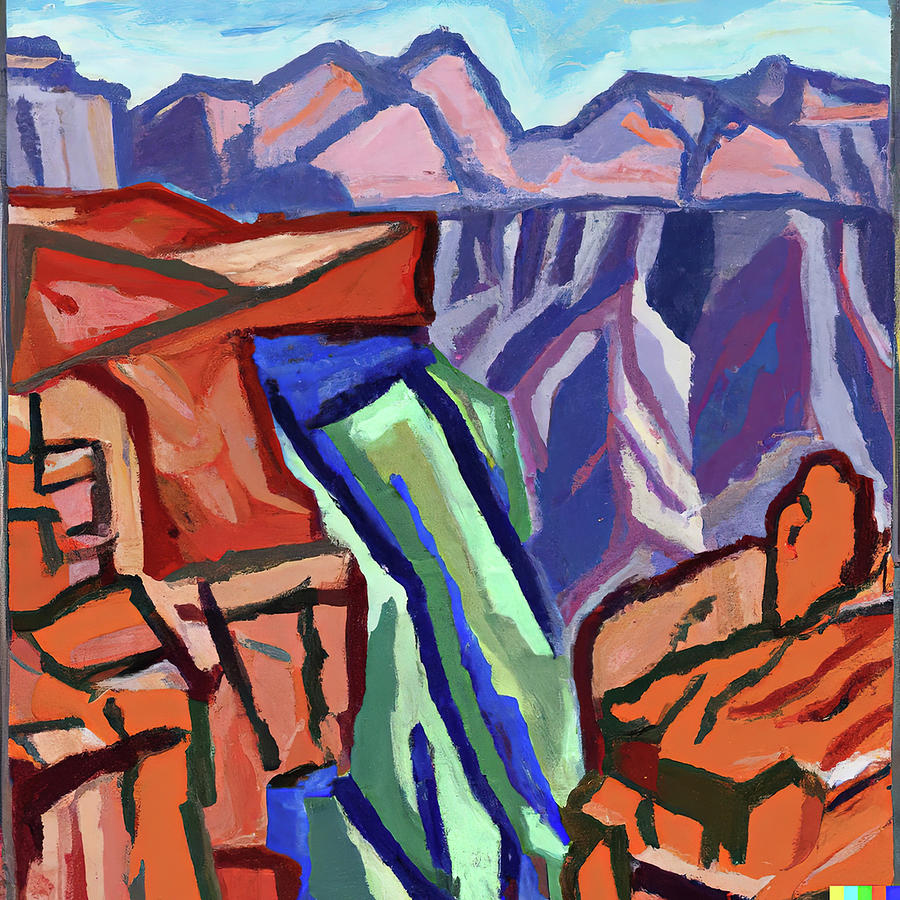 Cubist view of the Grand Canyon Digital Art by Steve Estvanik