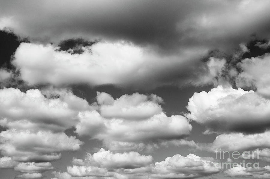 Cumulus Clouds In Black And White Photograph