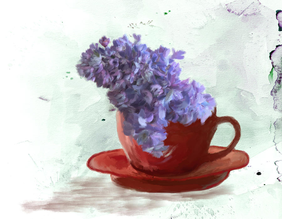 Cup of Flowers #1 Digital Art by Mary Timman