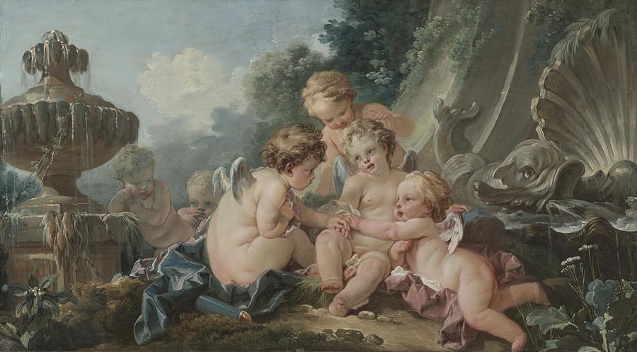 Cupids in Conspiracy #2 Painting by Francois Boucher