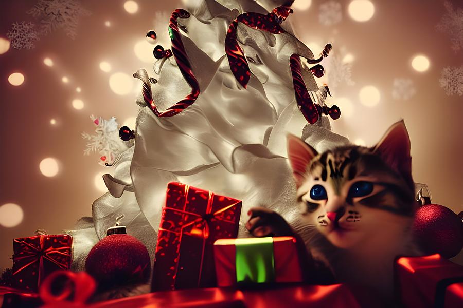 Curious Christmas Kitten #1 Digital Art by Beverly Read