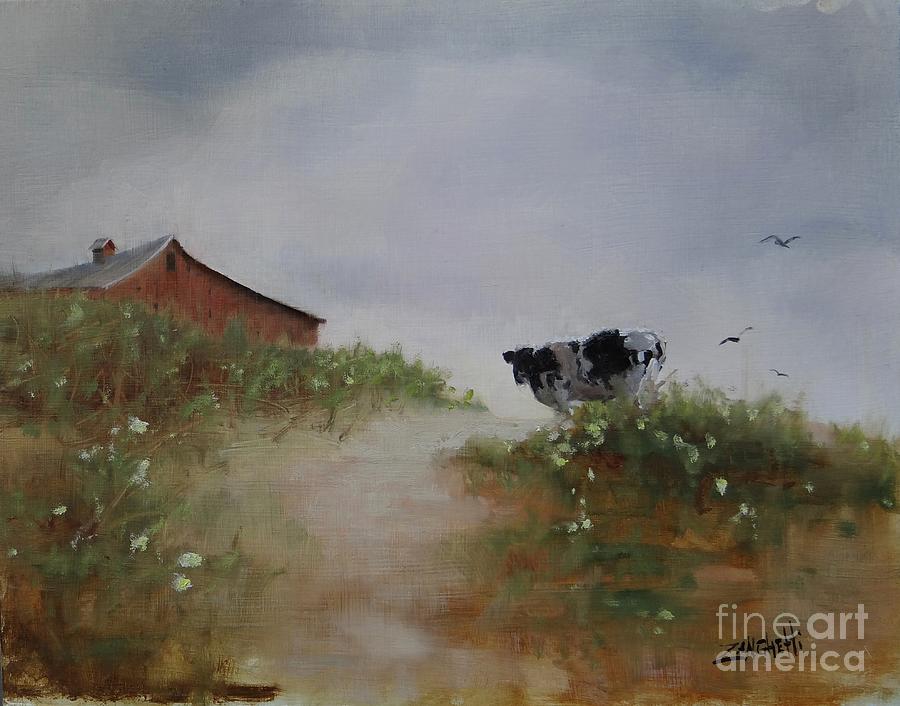 Curious Cow Two Painting by Laura Lee Zanghetti
