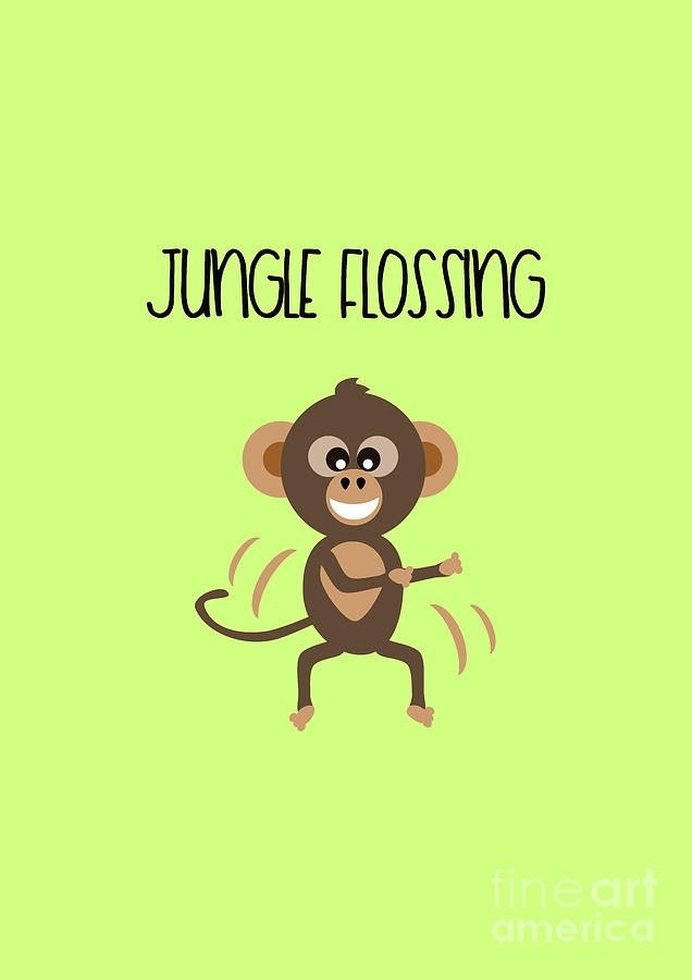 Cute Animal Monkey Jungle Flossing Digital Art by Barefoot Bodeez Art -  Pixels