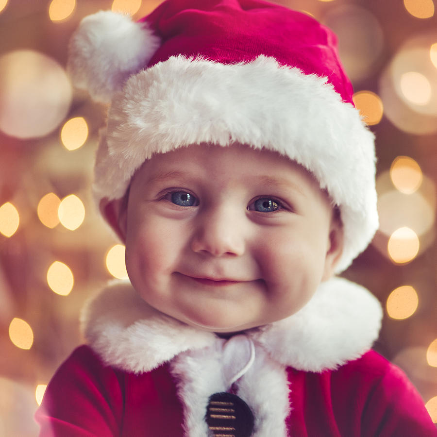 Cute baby boy in Christmas #1 Photograph by ArtMarie