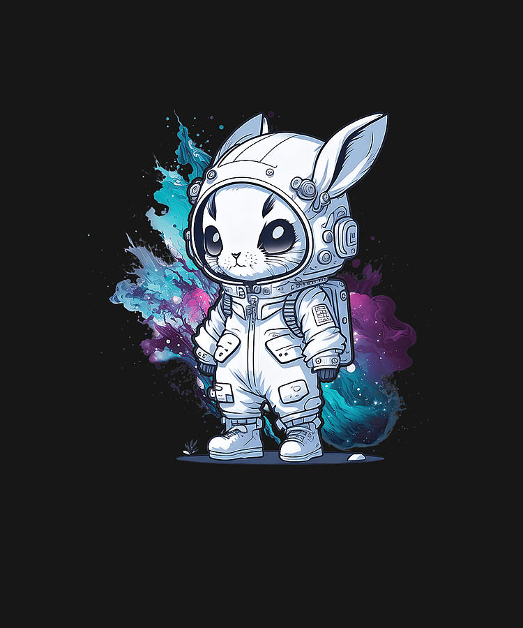 Cute Bunny Astronaut Spacesuit Helmet Love Bunnies Graphic Drawing by ...