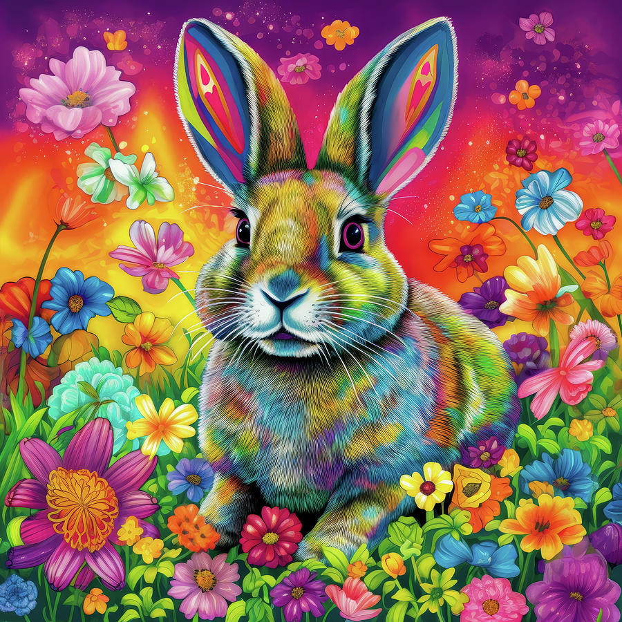 Cute colourful rabbit Digital Art by Fine Art Attic - Fine Art America