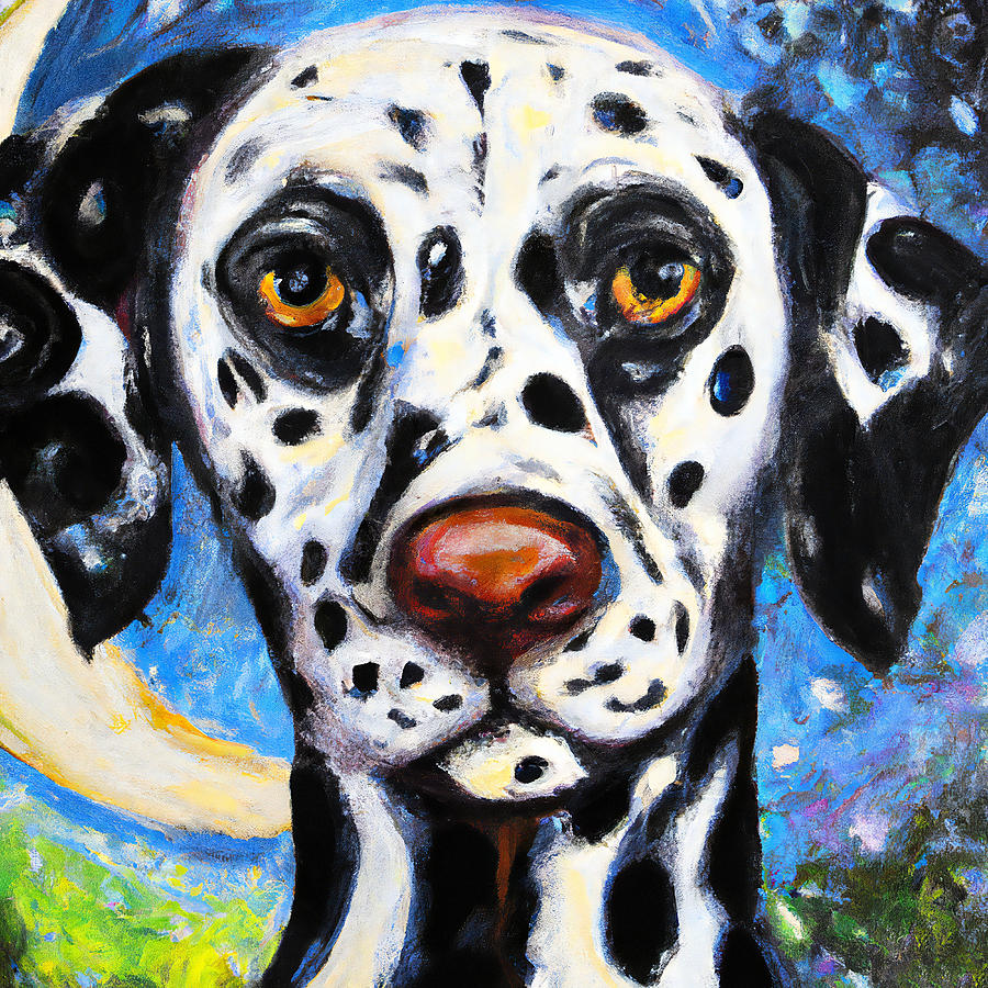 Cute Dalmatian Dog Portrait Painting by StellArt Studio - Fine Art America