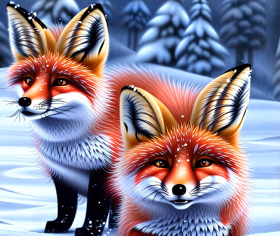 Cute Fox, Generative AI Illustration Digital Art by Miroslav Nemecek ...