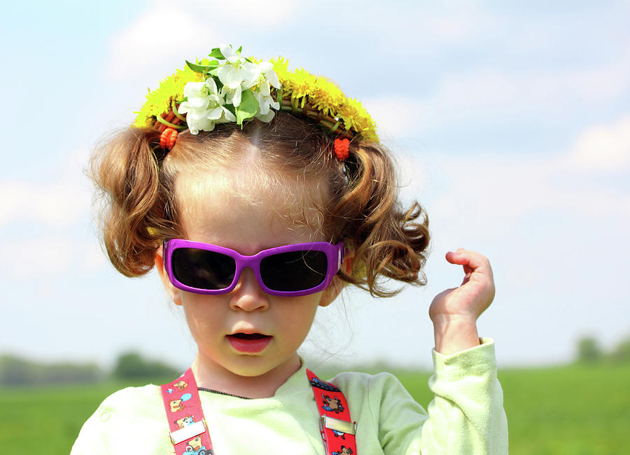 Cute Funny Little Girl In Sunglasses #1 Photograph by Mikhail Kokhanchikov