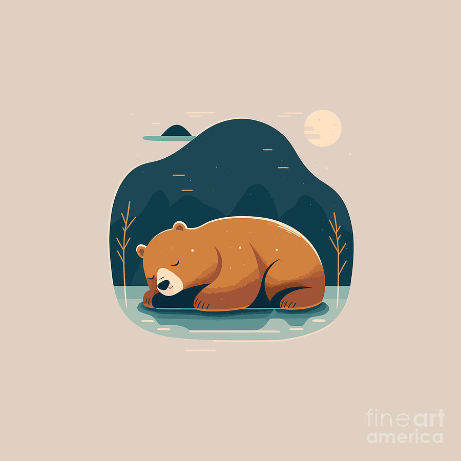 Cute Lazy Bear Digital Art