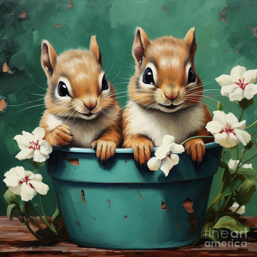 Cute Little Rascals #2 Painting by Tina LeCour