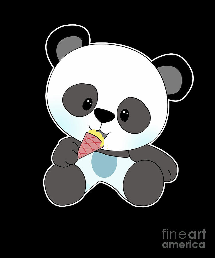 Cute Panda Ice Cream Summer Zoo Animal Comic Gift Digital Art By Muc Designs