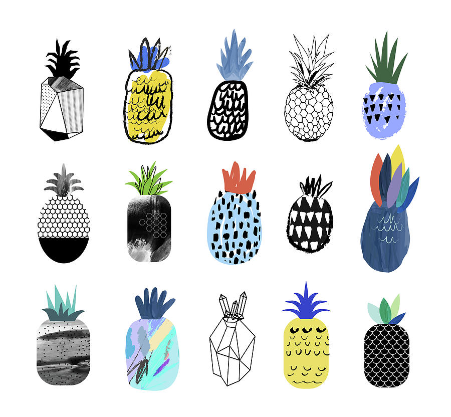 White Drawing Pineapple Svg Free Library - Pineapple Drawing Animation, HD  Png Download , Transparent Png Image - PNGitem