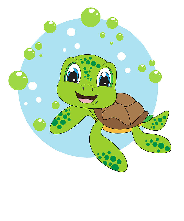 Cute Sea Turtle Cartoon Digital Art by Stacy McCafferty - Pixels
